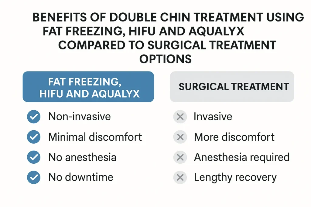 Graphic about the benefits of double chin treatment Accrington - from LA LIPO