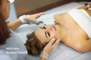 Woman having Hi-Fu to reduce wrinkles Accrington.